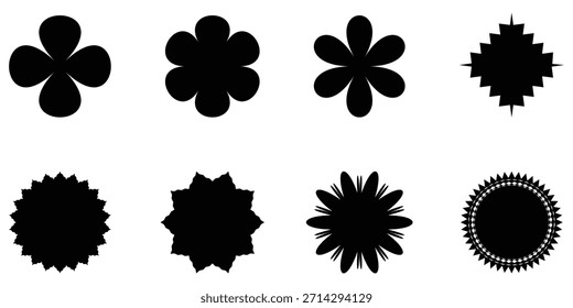 Conjunto de Formas de brote de flor Abstractas. Conjunto de flores de Vector.