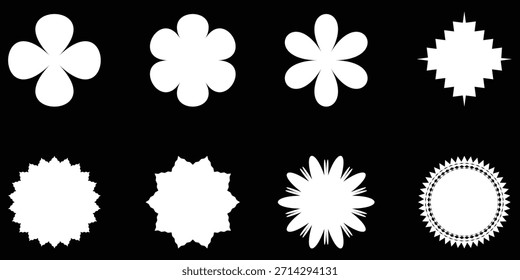 Conjunto de Formas de brote de flor Abstractas. Conjunto de flores de Vector.