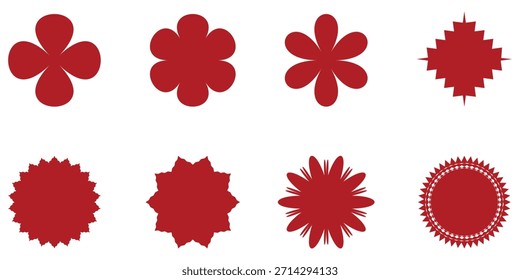 Abstract flower bud shapes set. Vector flower set.