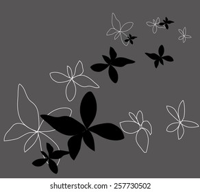 Abstract Flower and Butterfly on Dark Grey background
