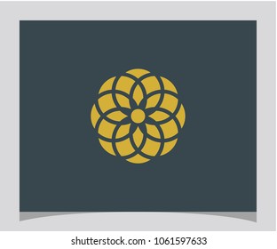 Abstract flower circle gold icon logo vector