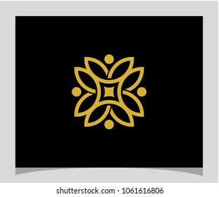 Abstract flower circle gold icon logo design vector eps 10