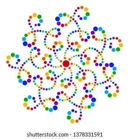 Abstract flower. Color dots. Central decor. Rosette ceiling. Greeting cards. Dots different size and colors. Template for laser cutting.