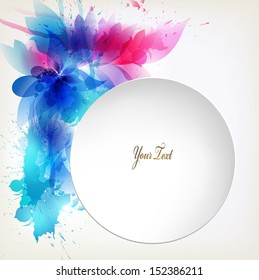abstract flower with color elements, blots and place for your text. Vector design
