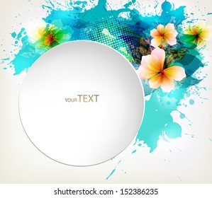 abstract flower with color elements, blots and place for your text. Vector design