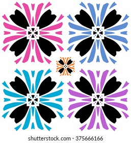 Abstract flower with color variations isolated on white background