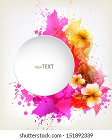 abstract flower with colorful elements, blots and place for your text. Vector design