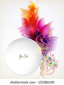 abstract flower with colorful elements, blots and place for your text. Vector design