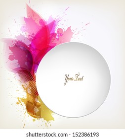 abstract flower with colorful elements, blots and place for your text. Vector design