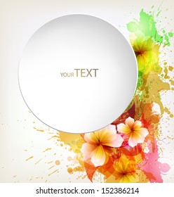 abstract flower with colorful elements, blots and place for your text. Vector design