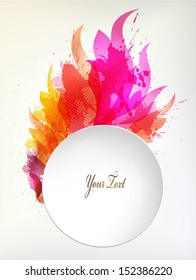 abstract flower with colorful elements, blots and place for your text. Vector design