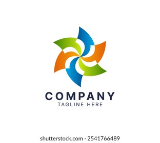 Abstract flower colorful gradient logo template vector icon illustration design for corporate business.