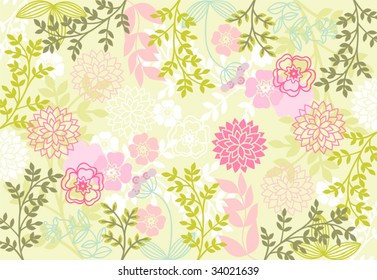 Abstract flower composition on a green background