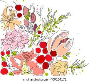 abstract flower composition on white background