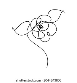 Abstract flower in continuous line art drawing style. Doodle flower. Minimalist black linear design isolated on white background. Vector illustration