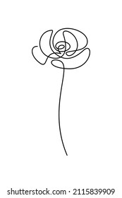 Abstract flower in continuous line art drawing style. Doodle flower. Minimalist black linear design isolated on white background. Vector illustration