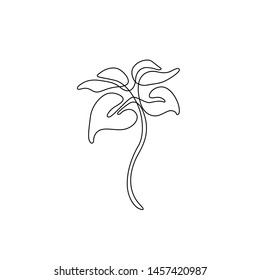 Abstract flower continuous line drawing, tattoo, print for clothes, logo and design for web or app, silhouette single line on a white background, isolated vector illustration.