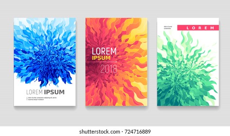 Abstract flower covers set. One editable gradient per flower for easy recolor. Eps8. RGB. Global colors