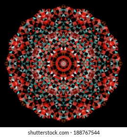 Abstract Flower. Creative Colorful style vector wheel. Red Emerald Green Black Dominant Color