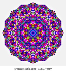 Abstract Flower. Creative Colorful style vector wheel. Abstract colorful circle backdrop. Geometric vector mandala. Red Green Orange Purple Lilac Blue Violet Magenta Color Round Background