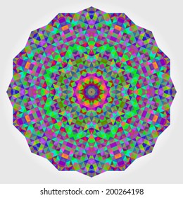 Abstract Flower. Creative Colorful style vector wheel. Abstract Circle backdrop. Geometric Red Green Orange Purple Lilac Blue Violet Magenta Color Round Background