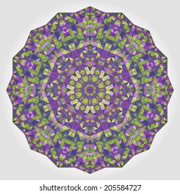 Abstract Flower. Creative Colorful style vector wheel. Lilac Violet Brown Yellow Blue White Black Dominant Color