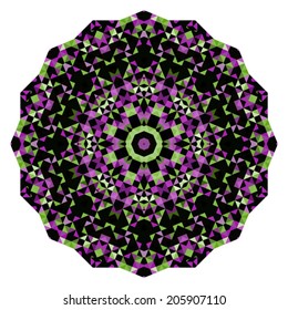 Abstract Flower. Creative Colorful style vector wheel. Lilac Violet Green Pink White Black Dominant Color
