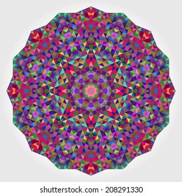 Abstract Flower. Creative Colorful Style Wheel Colorful Circle Geometric Backdrop. Red Green Orange Purple Lilac Violet Blue Violet Magenta White Color Round Background