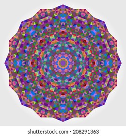 Abstract Flower. Creative Colorful Style Wheel Colorful Circle Geometric Backdrop. Red Green Orange Purple Lilac Violet Blue Violet Magenta White Color Round Background