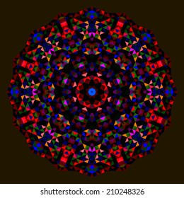 Abstract Flower. Creative Colorful style vector wheel. Red Orange Blue Green Black Dominant Color