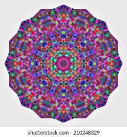 Abstract Flower. Creative Colorful Style Wheel Colorful Circle Geometric Backdrop. Red Green Orange Purple Lilac Violet Blue Violet Magenta White Color Round Background