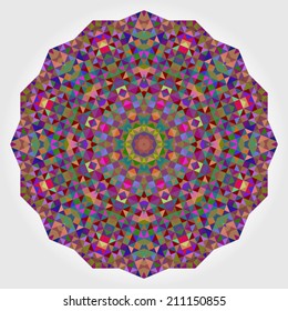 Abstract Flower. Creative Colorful Style Wheel Colorful Circle Geometric Backdrop. Red Green Orange Purple Lilac Violet Blue Violet Magenta White Color Round Background