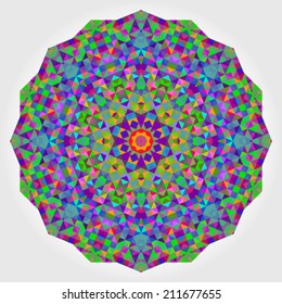 Abstract Flower. Creative Colorful style vector wheel. Abstract colorful circle backdrop. Geometric vector mandala. Red Green Orange Purple Lilac Blue Violet Magenta Color Round Background