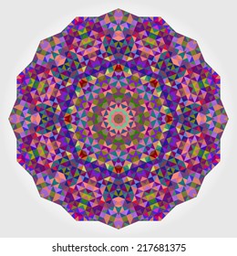 Abstract Flower. Creative Colorful Style Wheel Colorful Circle Geometric Backdrop. Red Green Orange Purple Lilac Violet Blue Violet Magenta White Color Round Background