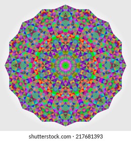 Abstract Flower. Creative Colorful style vector wheel. Abstract colorful circle backdrop. Geometric vector mandala. Red Green Orange Purple Lilac Blue Violet Magenta Color Round Background