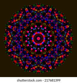 Abstract Flower. Creative Colorful style vector wheel. Red Orange Blue Green Black Dominant Color
