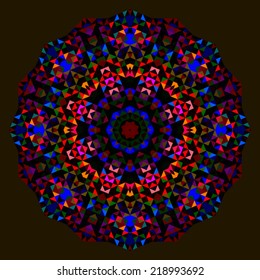 Abstract Flower. Creative Colorful style vector wheel. Red Orange Blue Green Black Dominant Color