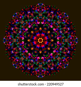 Abstract Flower. Creative Colorful style vector wheel. Red Orange Blue Green Black Dominant Color