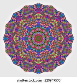 Abstract Flower. Creative Colorful Style Wheel Colorful Circle Geometric Backdrop. Red Green Orange Purple Lilac Violet Blue Violet Magenta White Color Round Background