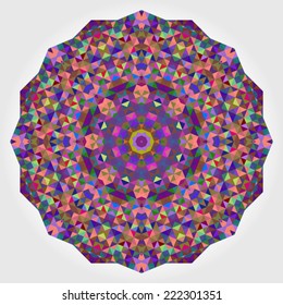 Abstract Flower. Creative Colorful Style Wheel Colorful Circle Geometric Backdrop. Red Green Orange Purple Lilac Violet Blue Violet Magenta White Color Round Background