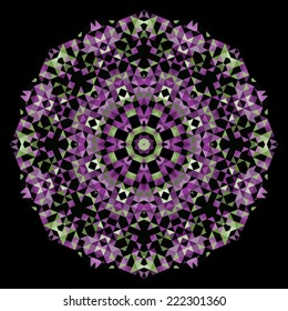Abstract Flower. Creative Colorful style vector wheel. Lilac Violet Green Pink White Black Dominant Color