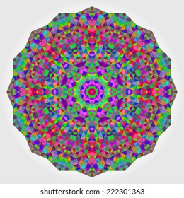 Abstract Flower. Creative Colorful style vector wheel. Abstract colorful circle backdrop. Geometric vector mandala. Red Green Orange Purple Lilac Blue Violet Magenta Color Round Background