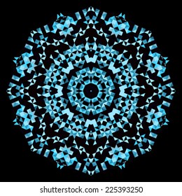 Abstract Flower. Creative Colorful style vector wheel. Blue Black Dominant Color