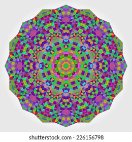 Abstract Flower. Creative Colorful style vector wheel. Abstract colorful circle backdrop. Geometric vector mandala. Red Green Orange Purple Lilac Blue Violet Magenta Color Round Background