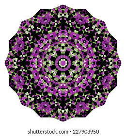 Abstract Flower. Creative Colorful style vector wheel. Lilac Violet Green Pink White Black Dominant Color