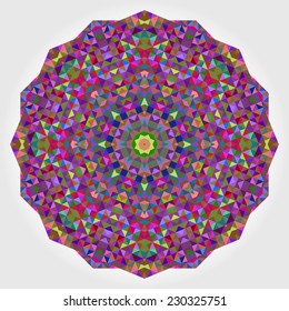 Abstract Flower. Creative Colorful Style Wheel Colorful Circle Geometric Backdrop. Red Green Orange Purple Lilac Violet Blue Violet Magenta White Color Round Background