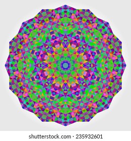 Abstract Flower. Creative Colorful style vector wheel. Abstract colorful circle backdrop. Geometric vector mandala. Red Green Orange Purple Lilac Blue Violet Magenta Color Round Background