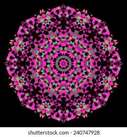Abstract Flower. Creative Colorful style vector wheel. Pink Green Black Dominant Color