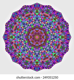 Abstract Flower. Creative Colorful Style Wheel Colorful Circle Geometric Backdrop. Red Green Orange Purple Lilac Violet Blue Violet Magenta White Color Round Background