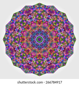 Abstract Flower. Creative Colorful Style Wheel Colorful Circle Geometric Backdrop. Red Green Orange Purple Lilac Violet Blue Violet Magenta White Color Round Background